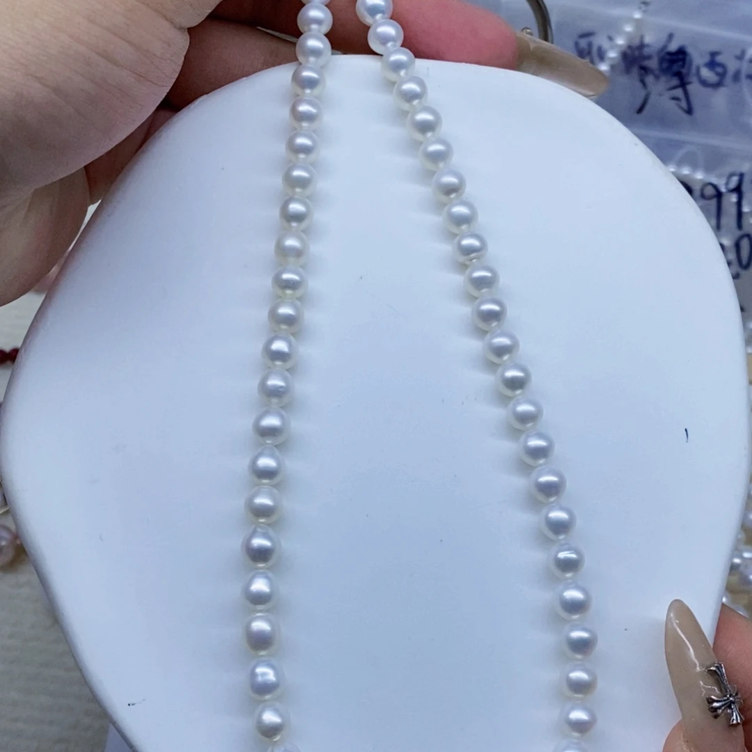 花岗石铁合金锡合金铁合金白珍珠项链6m+