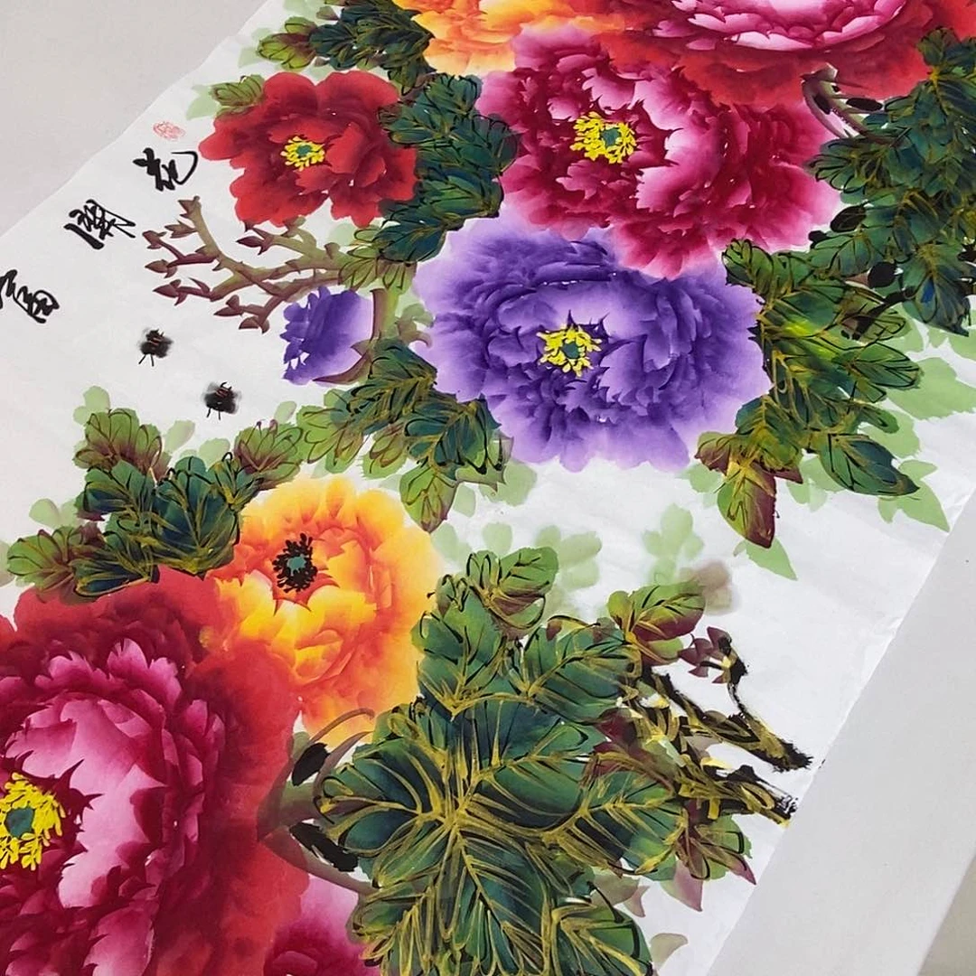 国画翰**语金枝玉叶千层大牡丹