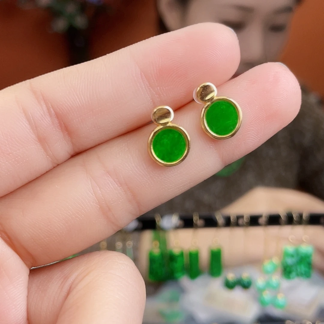 翡翠银S925镶嵌耳饰