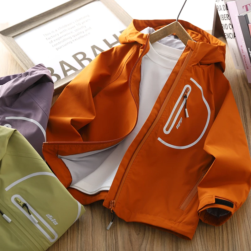 男童连帽外套2025春秋新款儿童反光条帅气双层拉链衫潮酷防风上衣