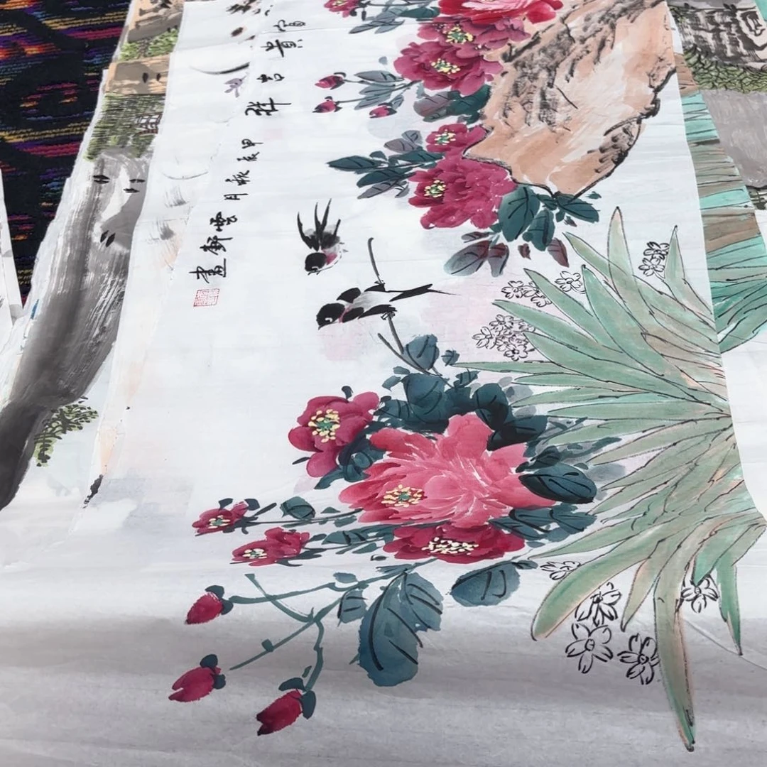 国画李云轩四尺对开童