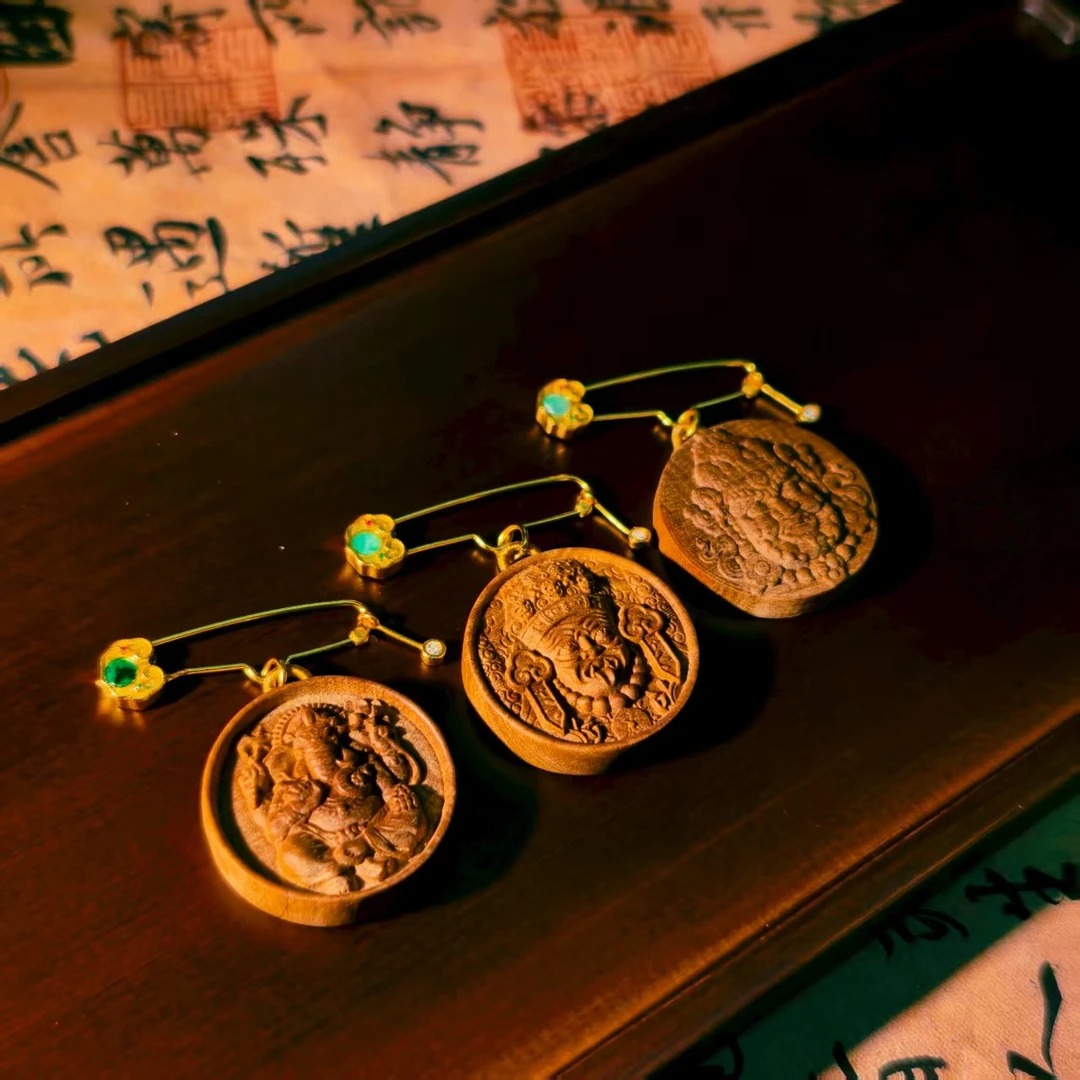 【万万福】黑肉老山檀胸针挂件吊坠MZ-GJ032