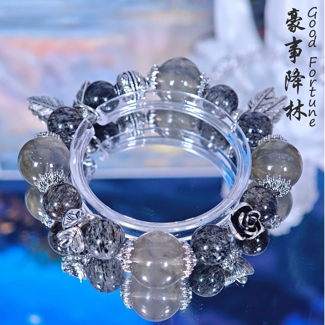 天然水晶绿云母绿水晶手串礼物消磁水晶手串女款手链女士招财G210