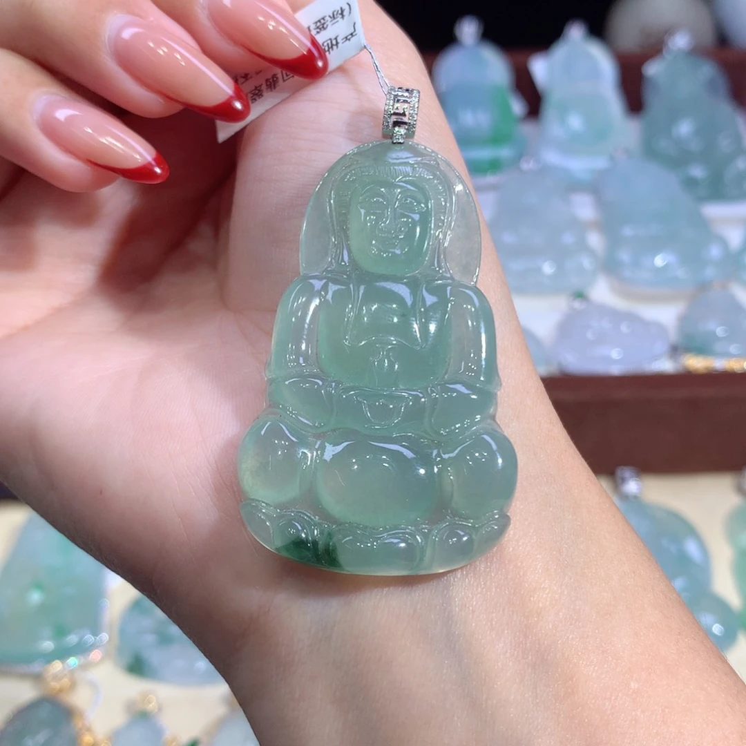 吊坠(不含链)18K金镶嵌翡翠