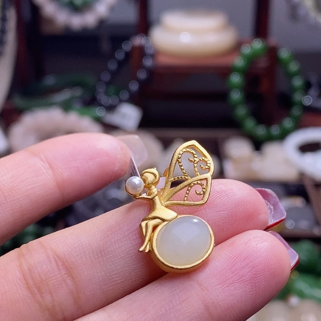 和田玉福利款古法银和田玉吊坠未镶嵌