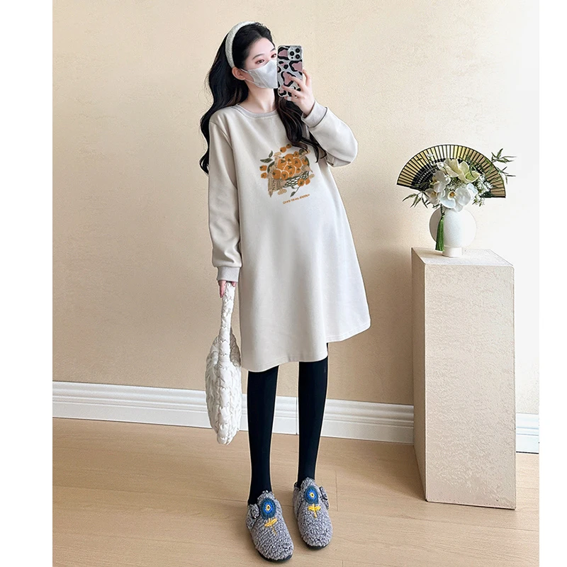 孕妇装2025新款春季时尚新款宽松休闲洋气减龄中长款怀孕遮肚长袖