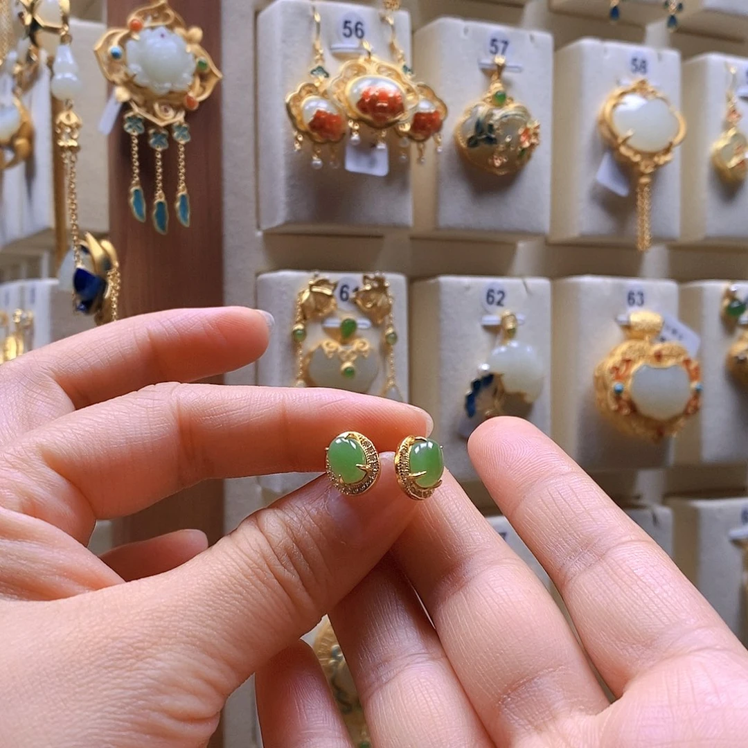 和田玉颈饰银S925镶嵌