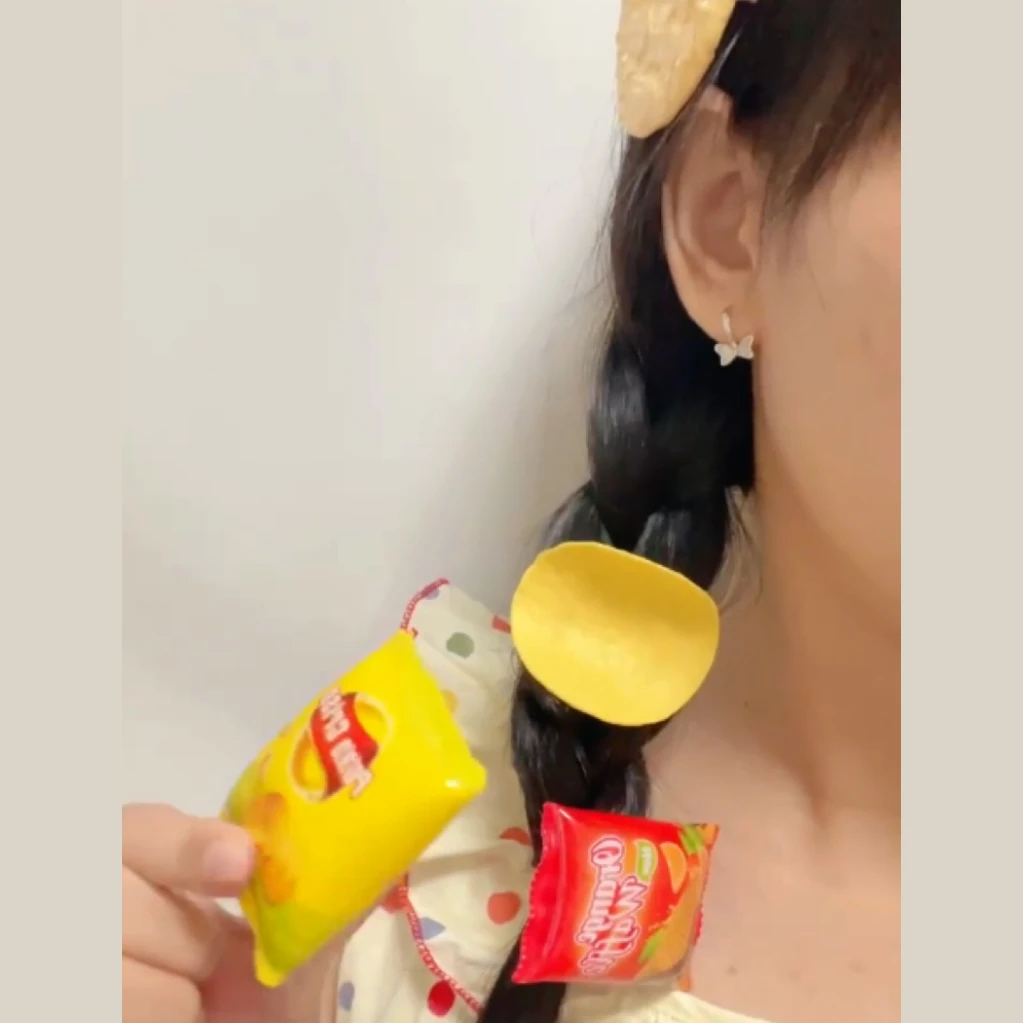 搞怪薯片发夹可爱卡通美食鸭嘴夹仿真食物侧边夹少女心刘海夹发饰