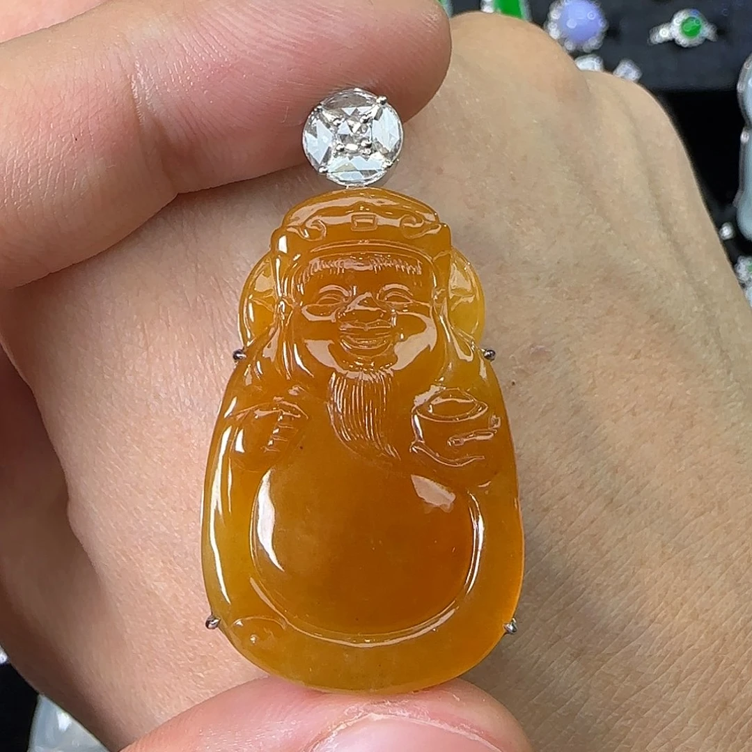 颈饰18K金镶嵌翡翠天然翡翠