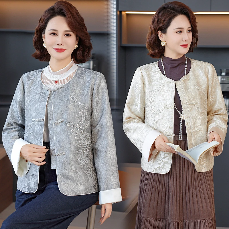 国风妈妈装小个子短款外套时尚洋气减龄妈妈装中老年女装春秋新款