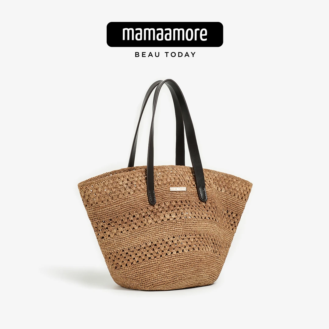 BeauToday镂空草编沙滩包手拎包托特包