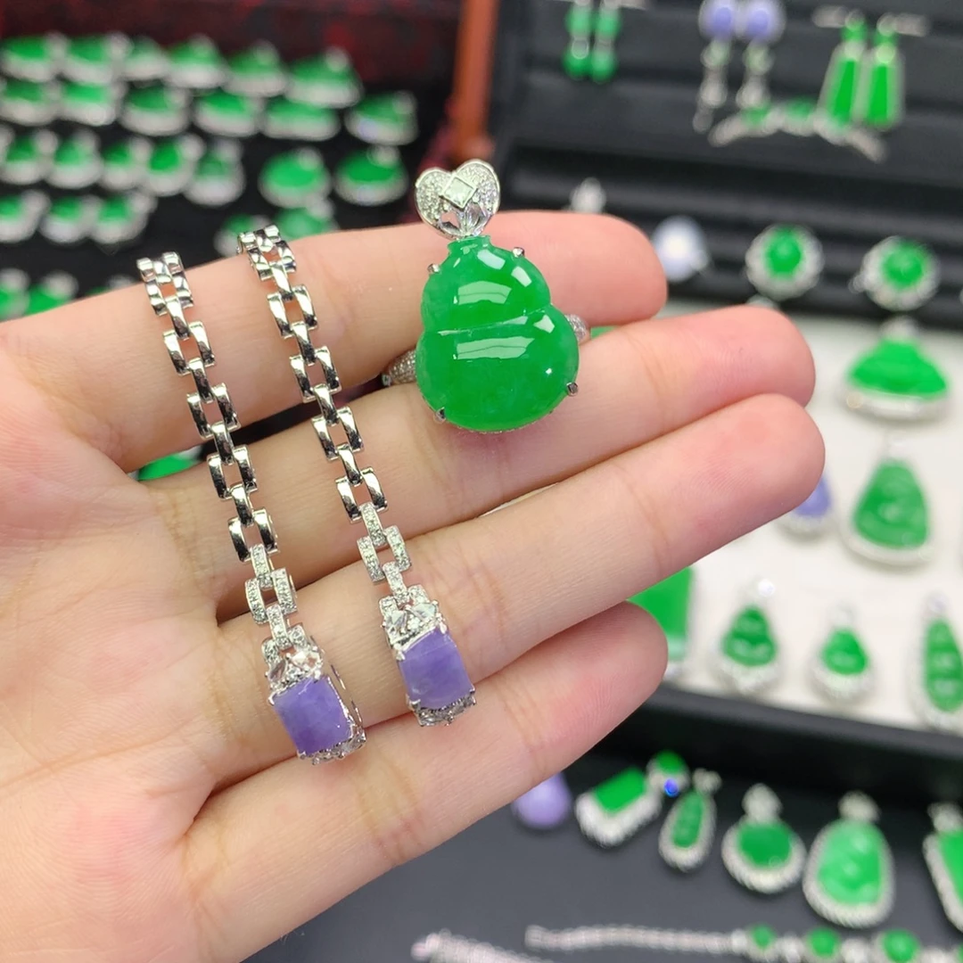 翡翠18K金镶嵌吊坠(不含链)三用款戒指吊坠手链
