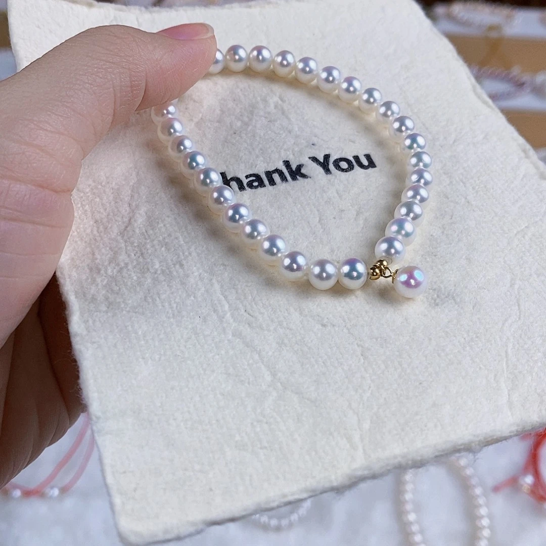 18K金镶嵌淡水珍珠手绳