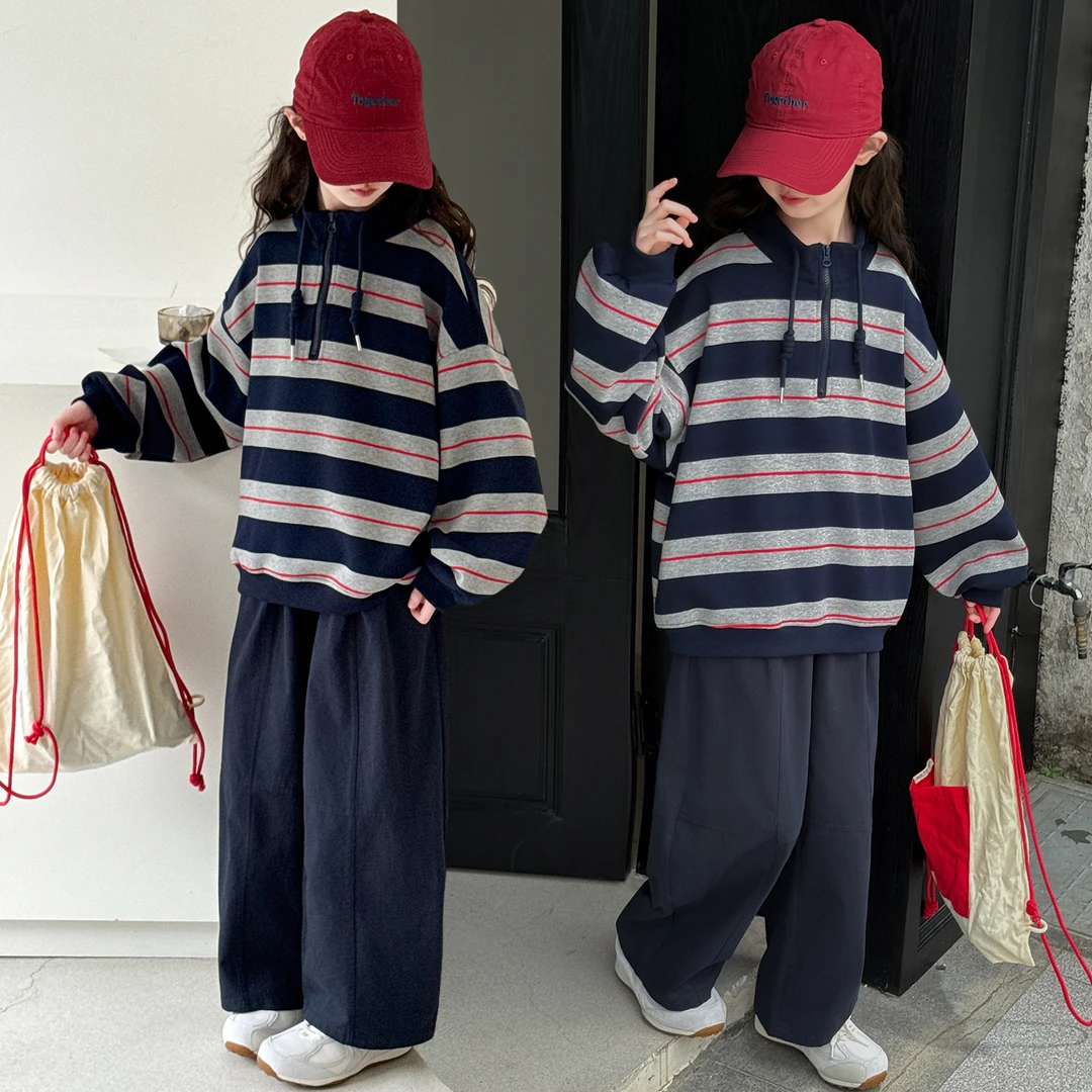 女童卫衣春秋2025新款儿童春装洋气时髦衣服女大童灰色上衣初中生