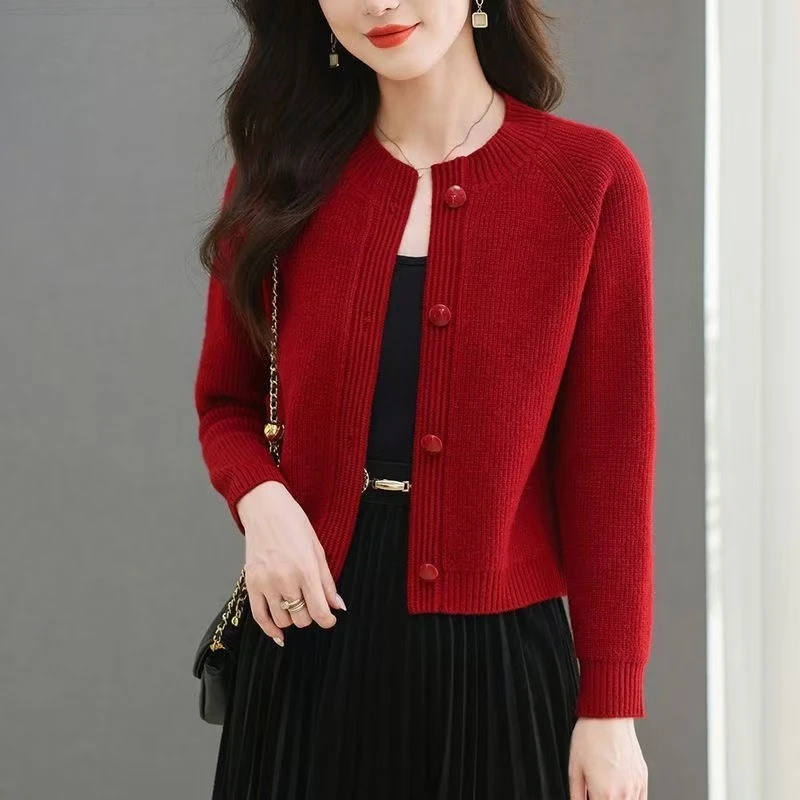 针织毛针织衫拼色圆领时尚秋季上衣百搭001