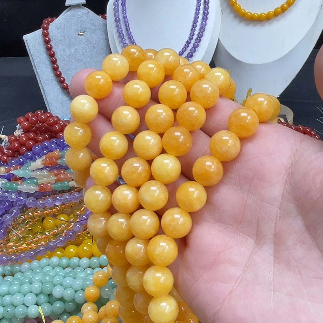 玛瑙/玉髓未镶嵌半成品蜜蜡黄玉10m散珠
