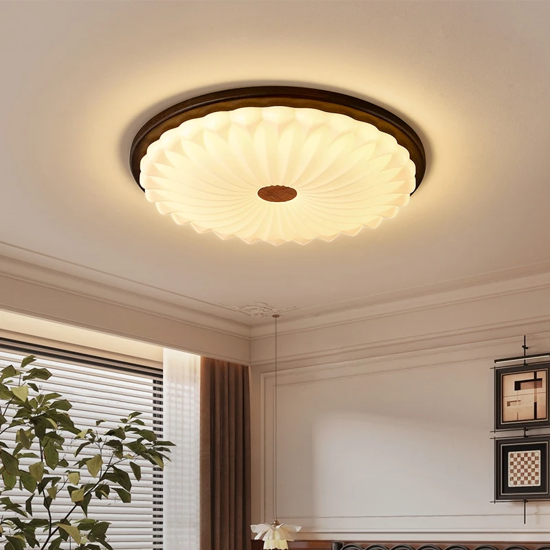 法式中古风卧室主灯实木高级感奶油风全光谱护眼书房灯复古吸顶灯