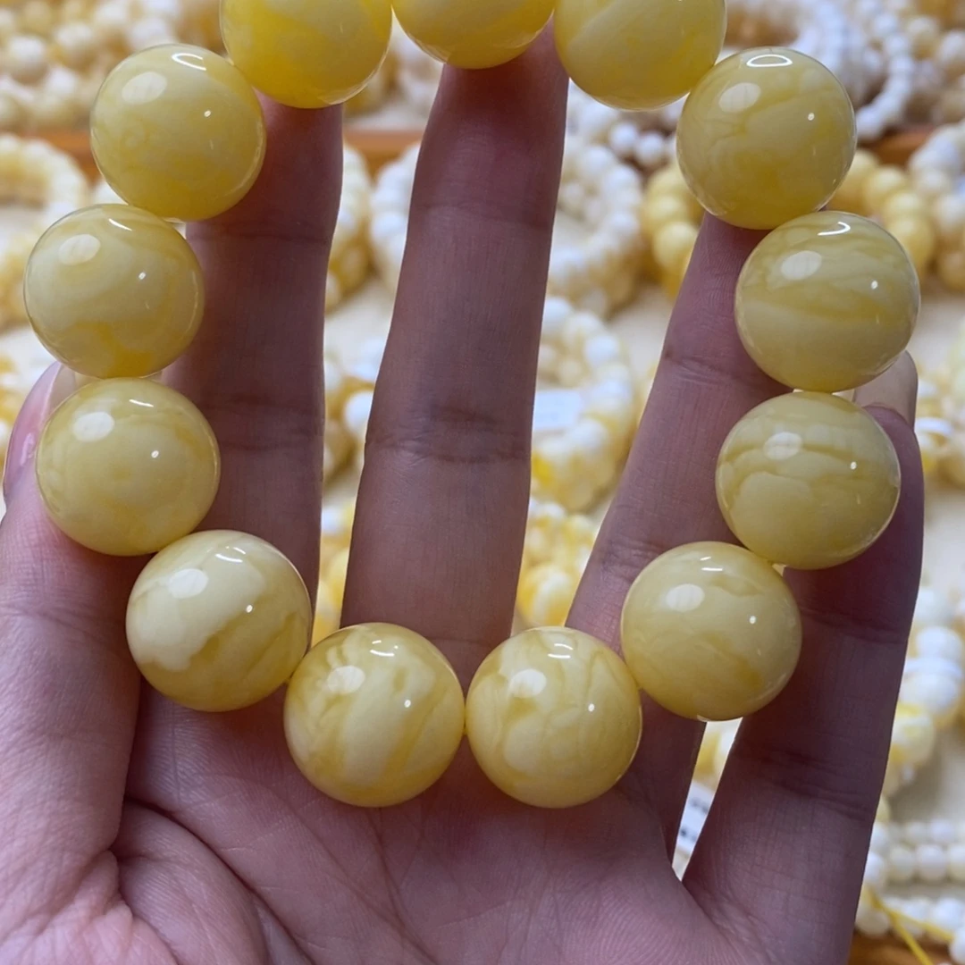 琥珀未镶嵌手串18m同料焦皮虎皮