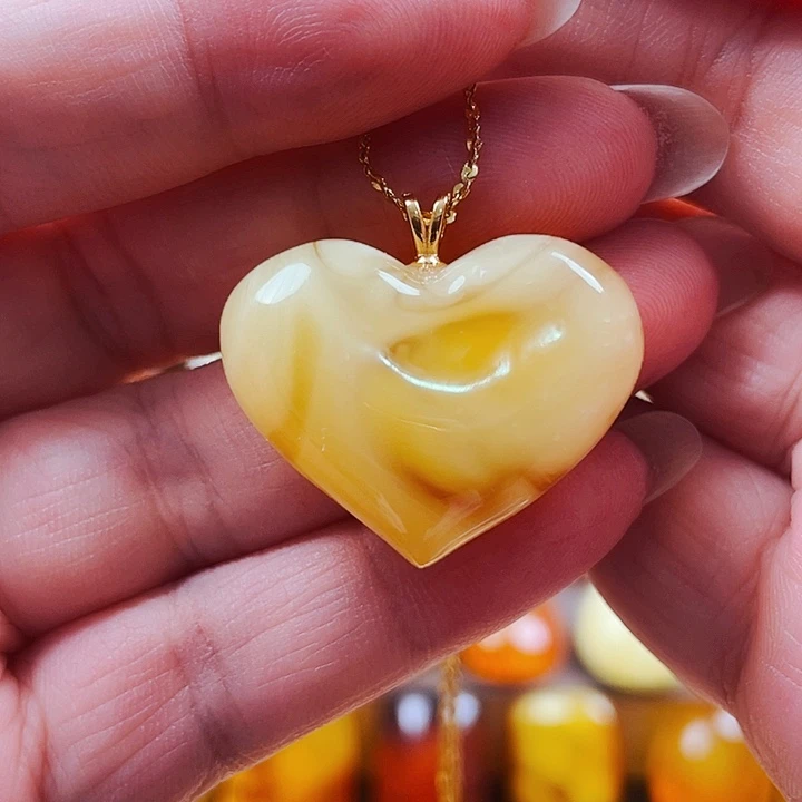 琥珀银S925镶嵌裸石吊坠