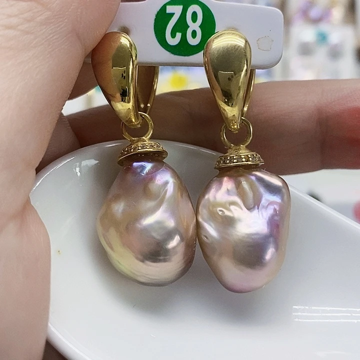 银S925镶嵌耳饰淡水珍珠