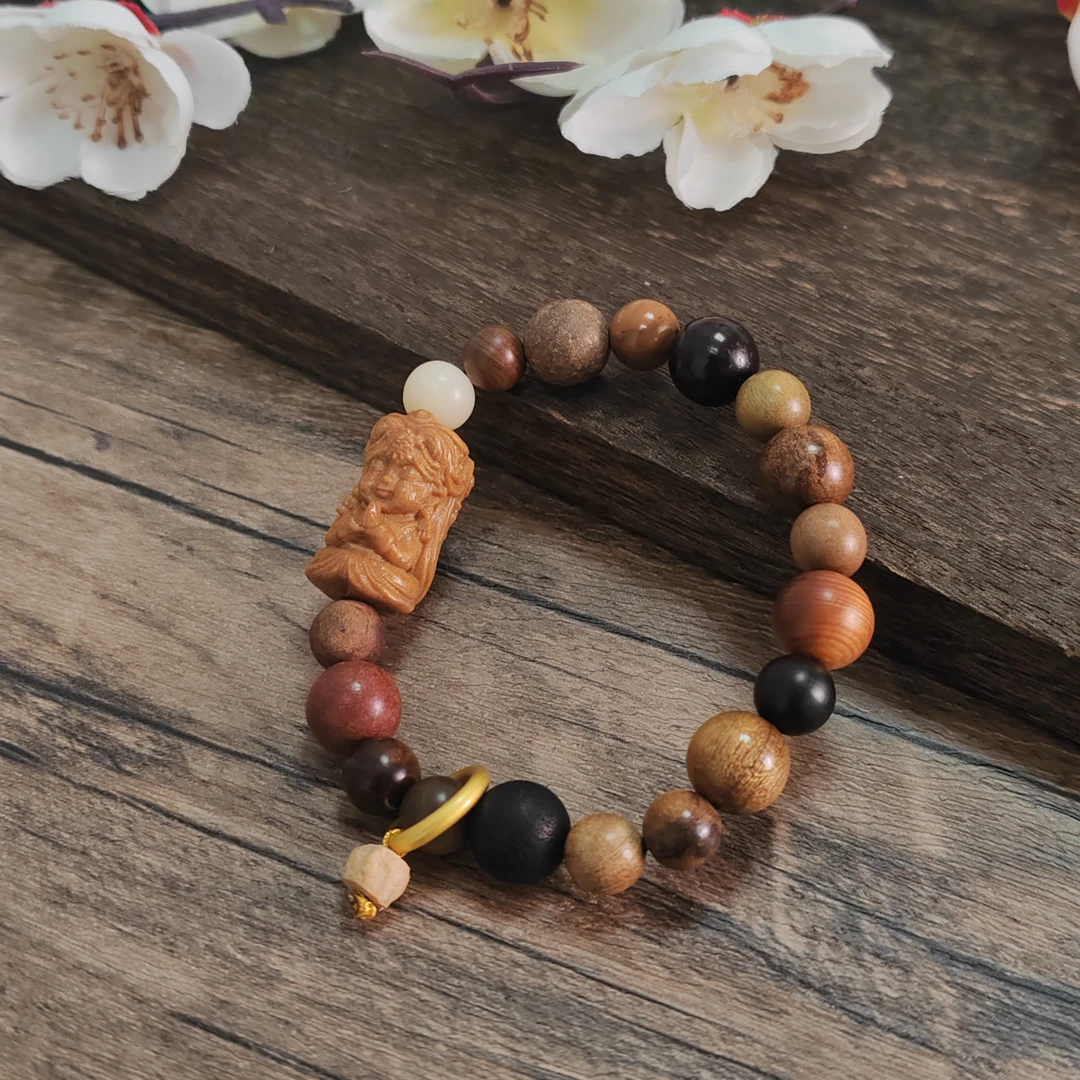 【扎基十八子】合香珠多宝扎基雕刻单圈手串