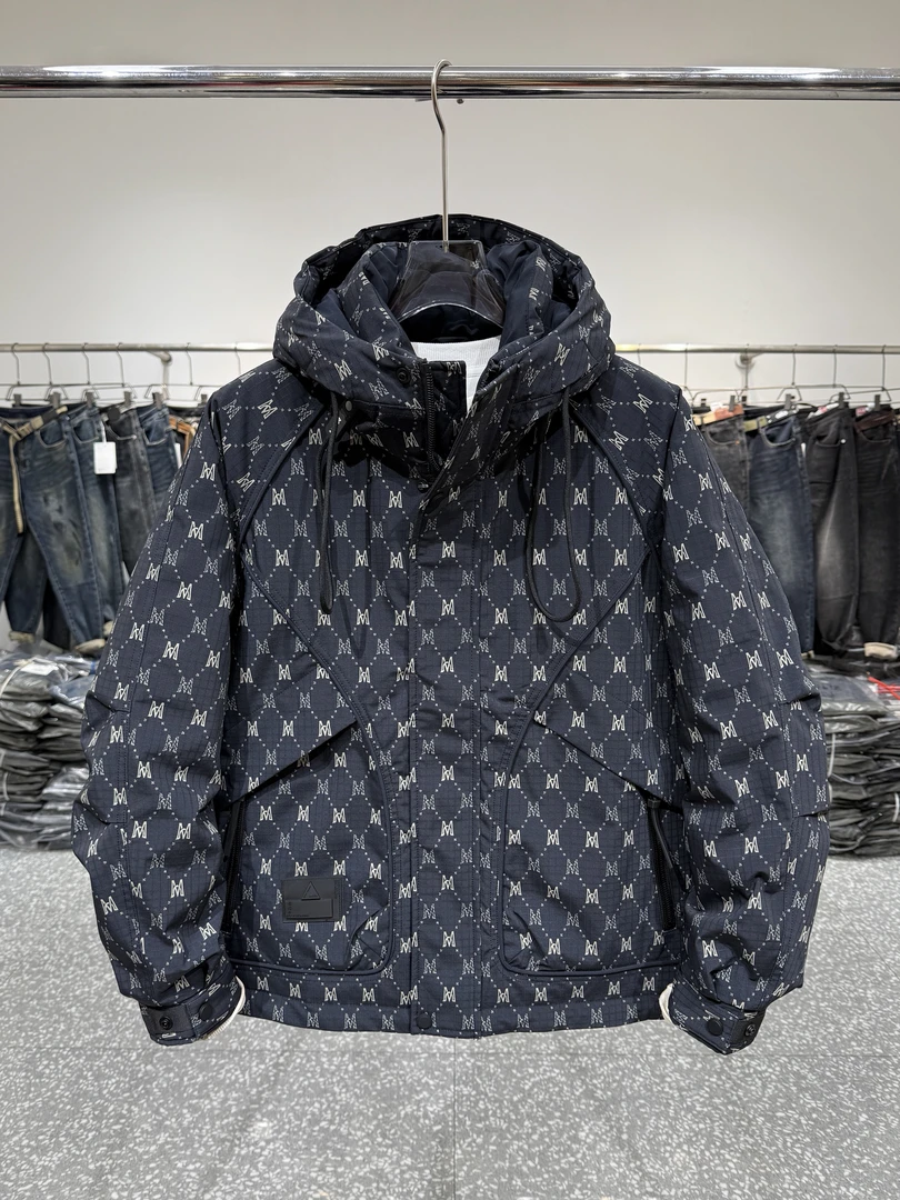 「加厚大棉」冬季男士新款加厚保暖时尚印花棉服外套