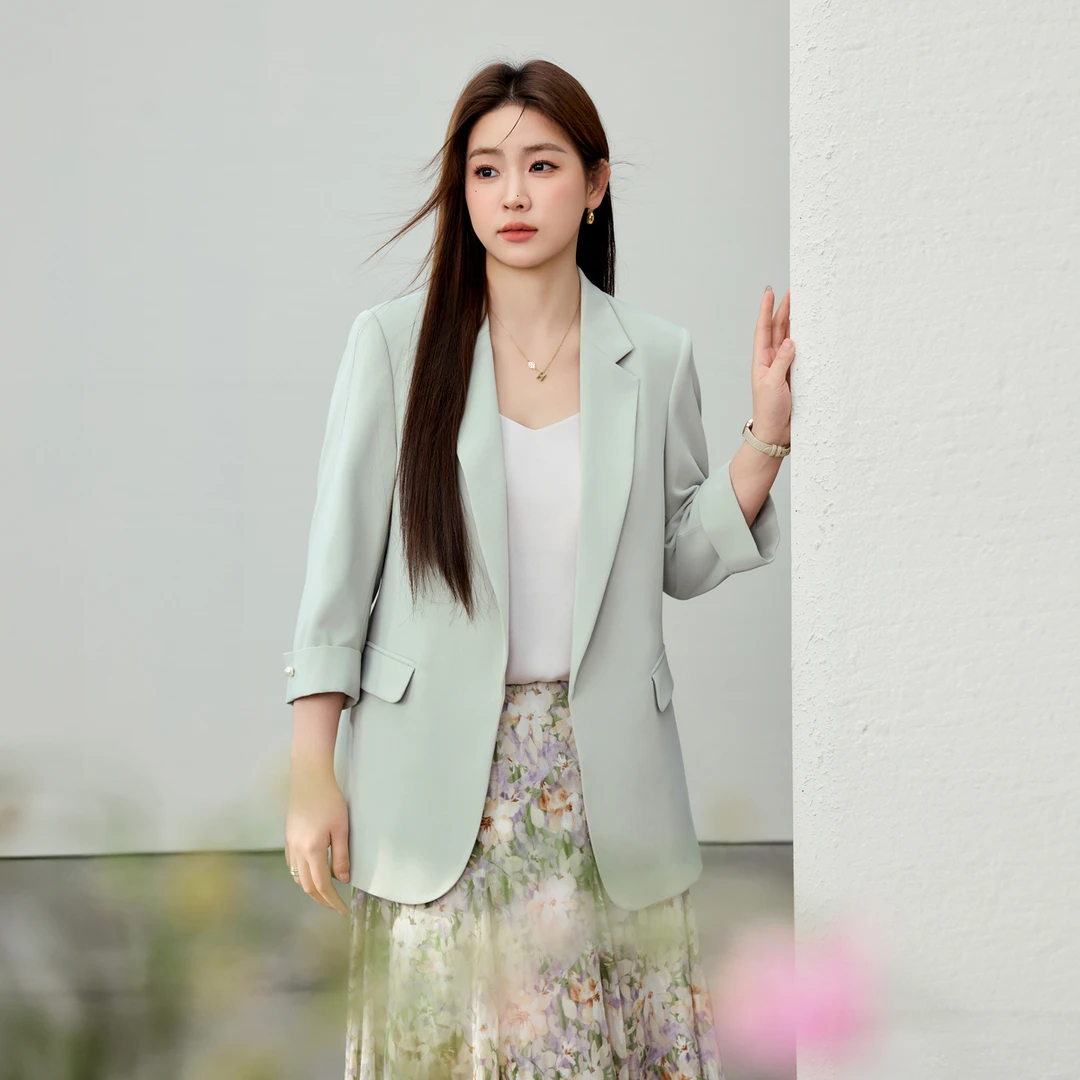 【优雅通勤西装外套】纤莉秀A大码女装百搭气质显瘦西服外套QK0521