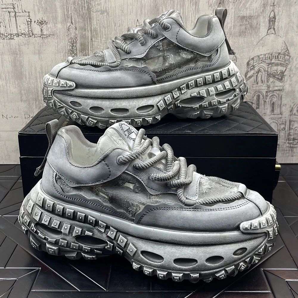 老爹鞋潮流透气休闲鞋爆款男百搭运动鞋厚底内增高时尚轮胎底男鞋