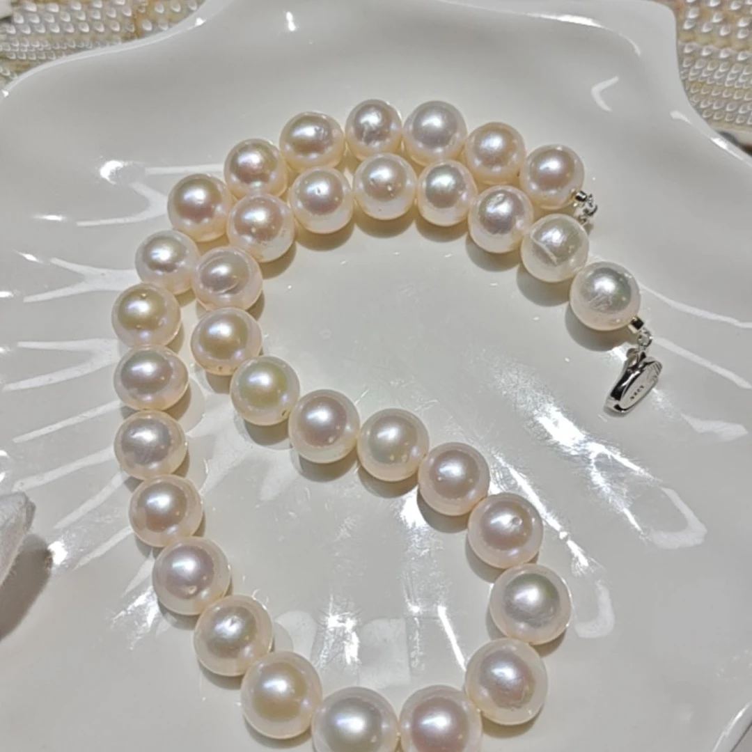 淡水珍珠银S925镶嵌颈饰13-14