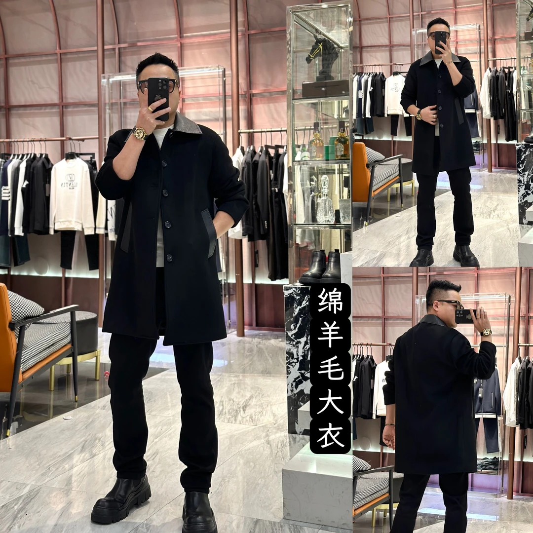 【发现者IV】“特色拼接”男士轻奢风格设计感休闲羊毛大衣YN~42093