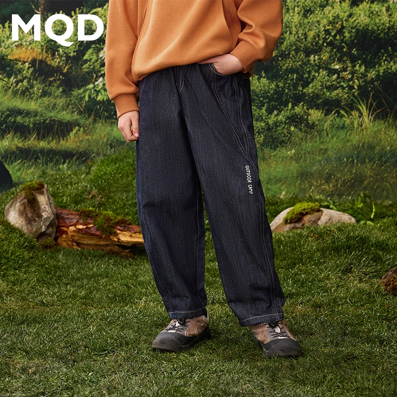 MQD童装秋季新品休闲宽松长裤中大童牛仔裤儿童衣服反季品质童装