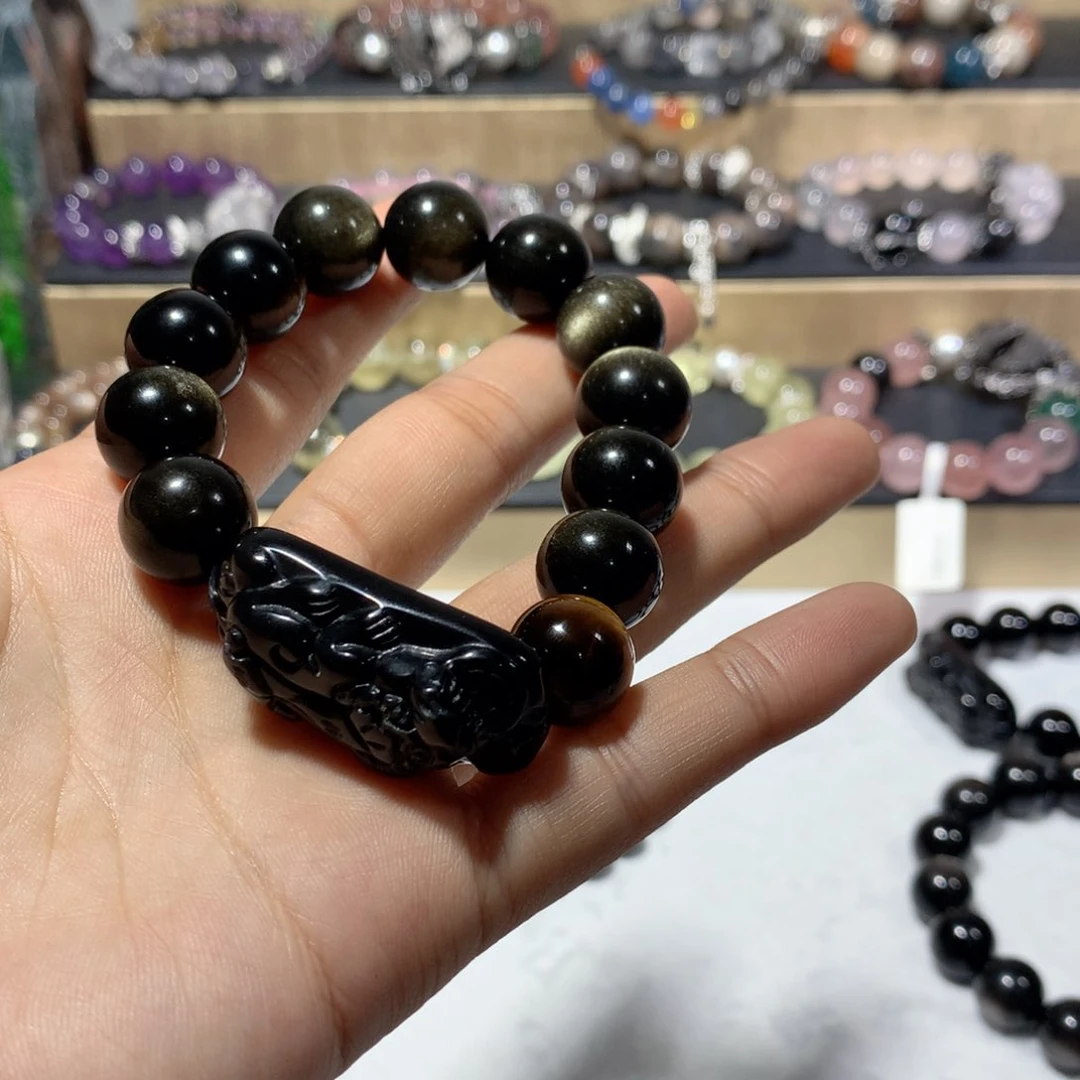 黑曜岩手串未镶嵌