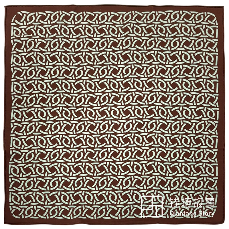 Qiantang Story/钱塘故事70丝毛-棕绿情书手工卷边丝巾围巾65cm