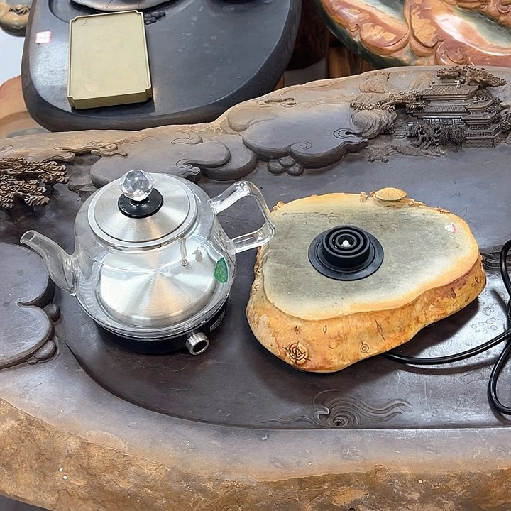 端砚石底座自动上水烧水壶