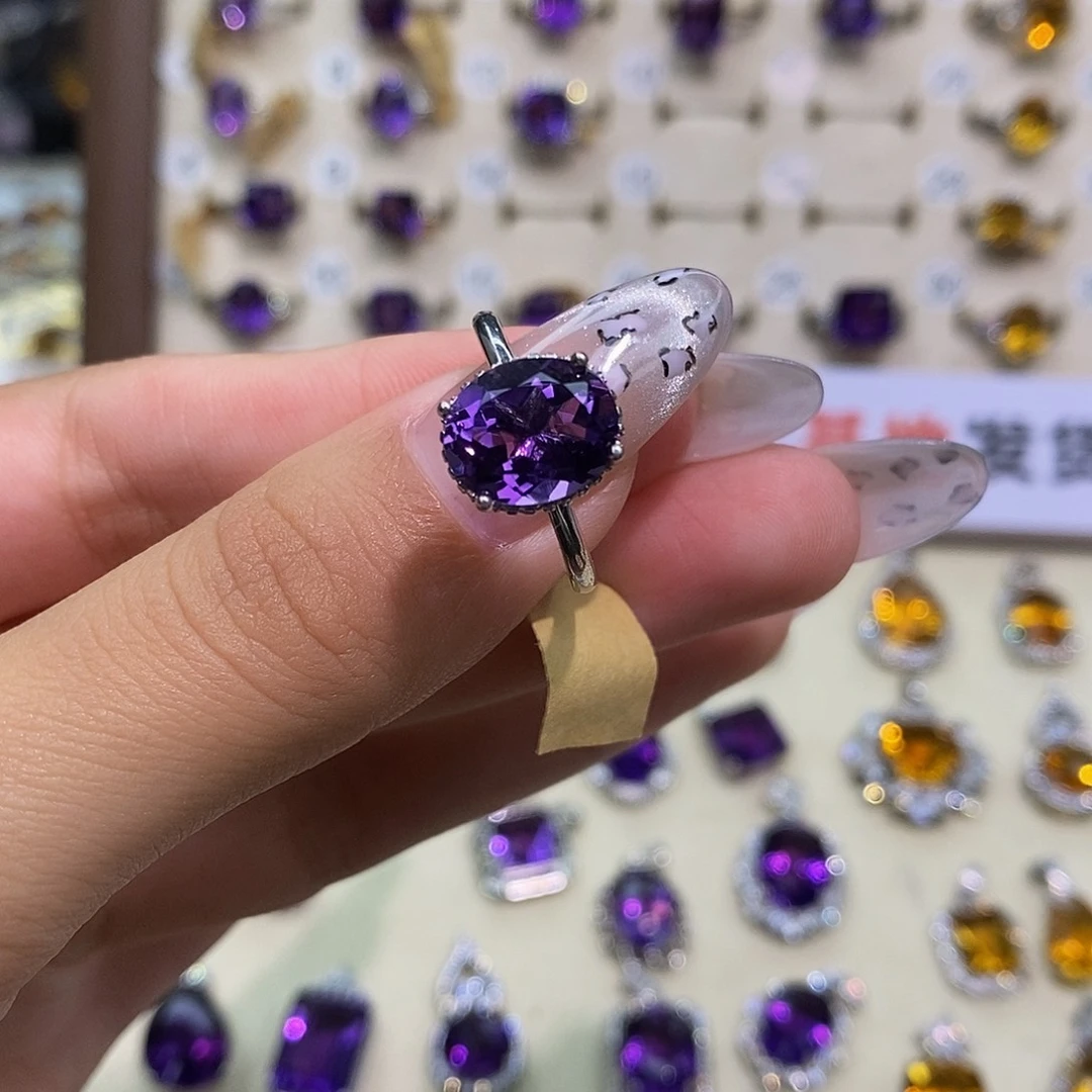 嘟****珠宝半成品紫晶银S925镶嵌