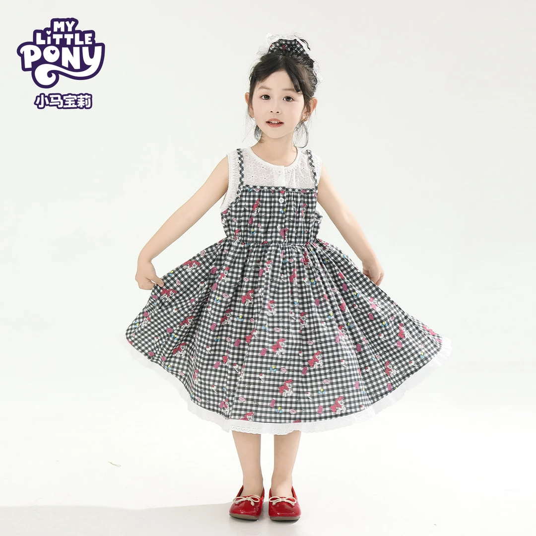 小马宝莉女童夏季格子连衣裙洋气简约2025夏款薄款仙女裙宝宝裙子