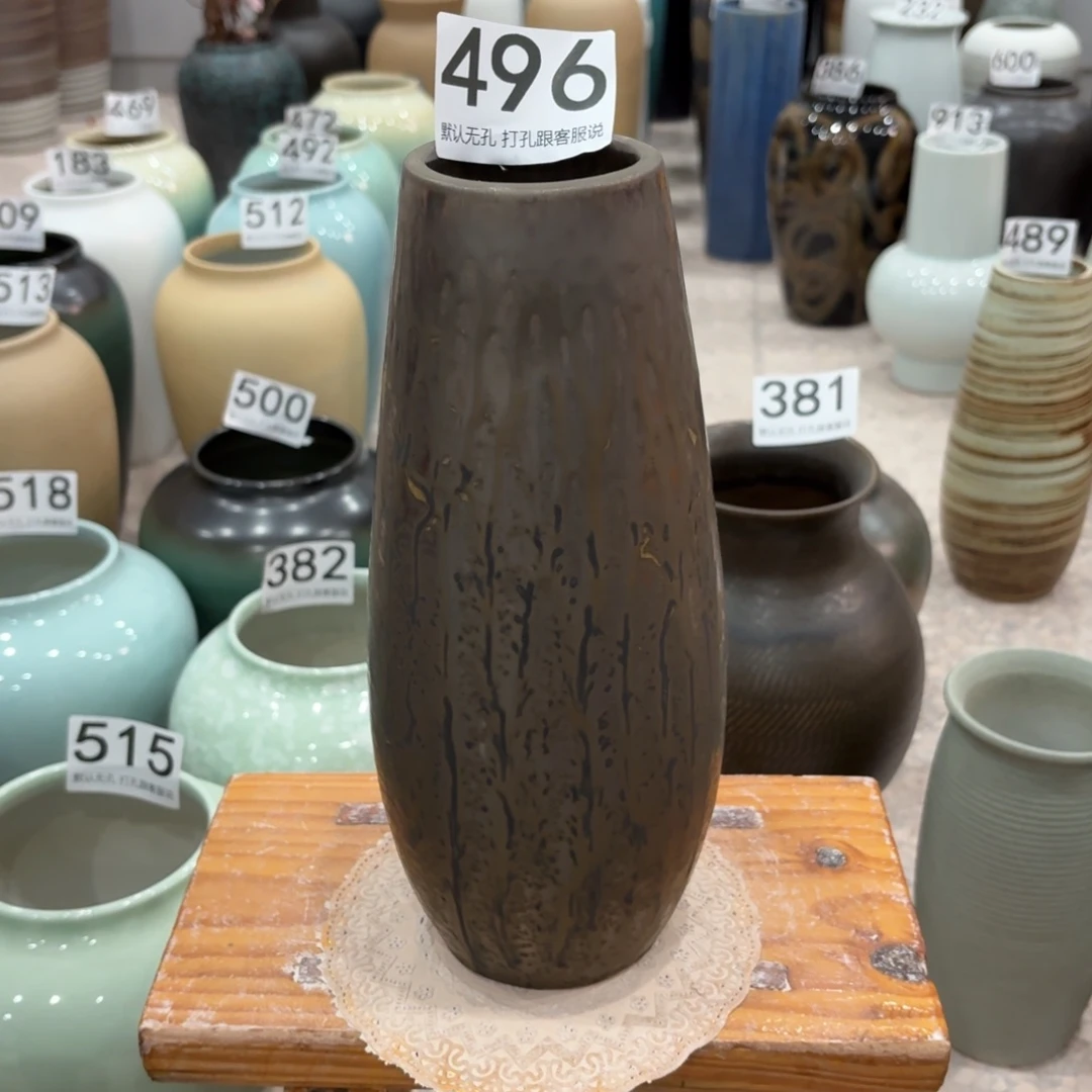 摆件?****意瑕疵496 景徳镇高温陶瓷花瓶高27口6