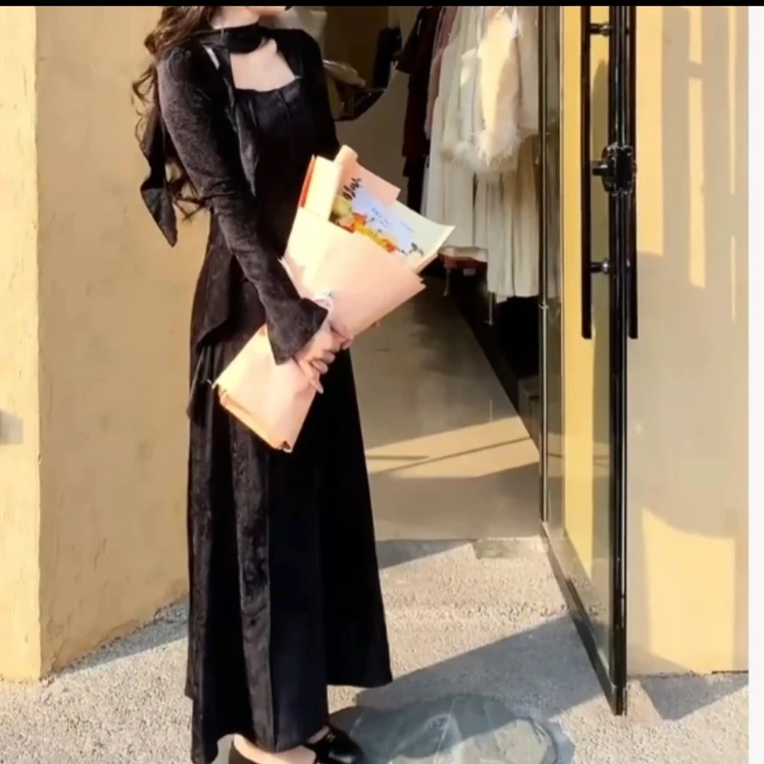 新款时尚气质法式复古收腰显瘦女装