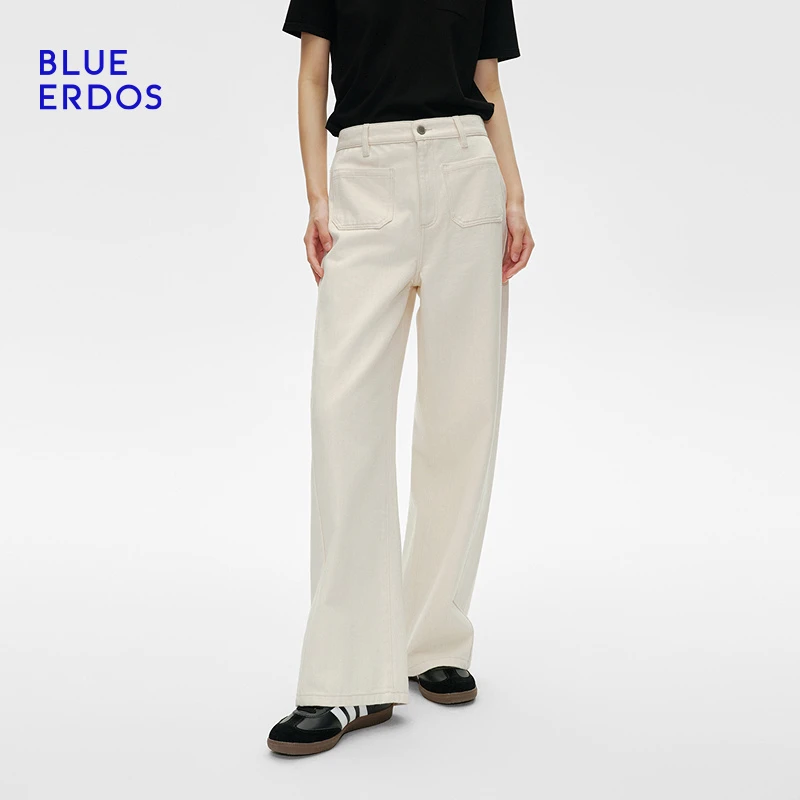BLUE ERDOS 25早秋全棉宽松阔腿牛仔裤女B255M3004