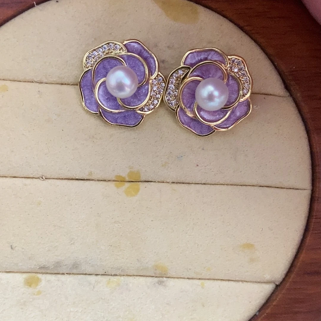 银S925镶嵌耳饰淡水珍珠