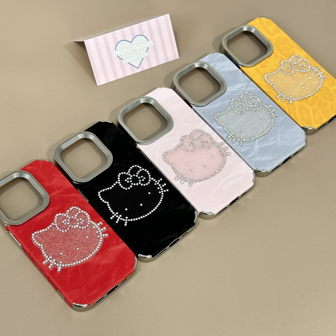 新款雪山纹个性闪钻凯蒂猫适用苹果16pro手机壳iPhone15/14新款13