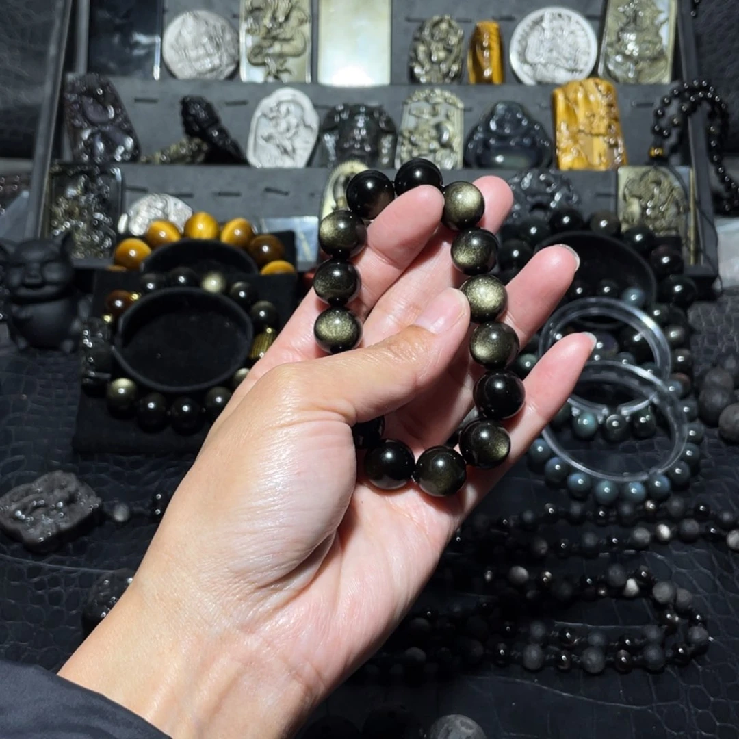 黑曜岩手链未镶嵌小*鱼