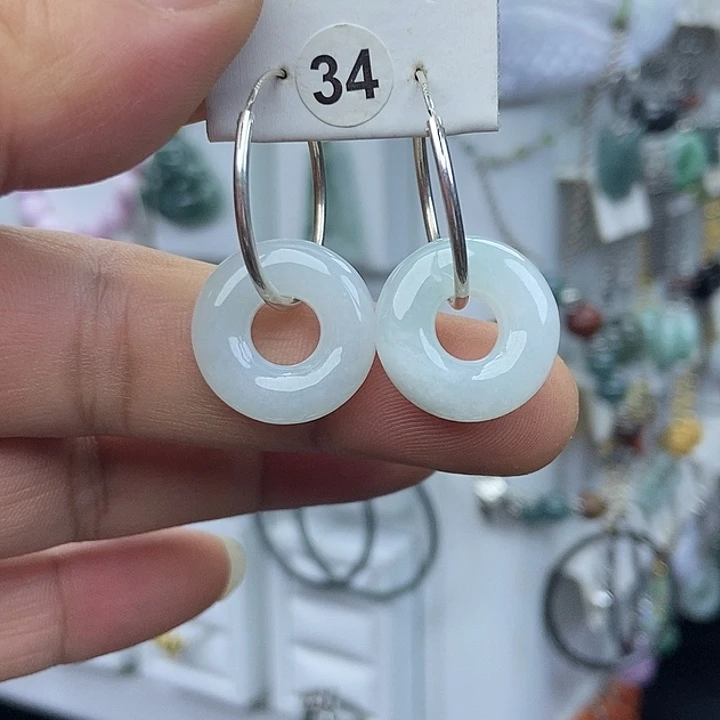 翡翠银S925镶嵌耳饰翡翠耳饰