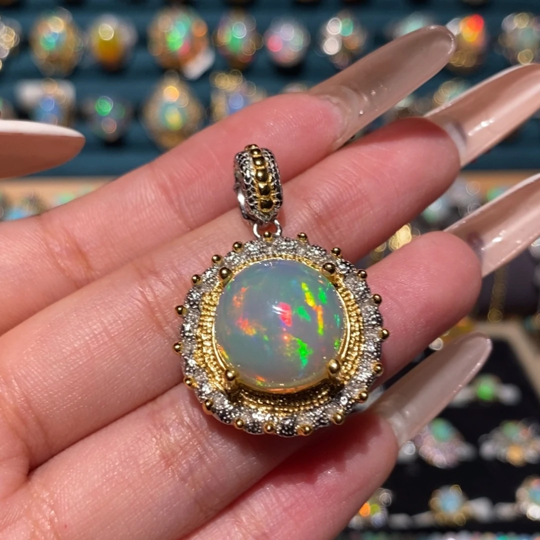 欧泊银S925镶嵌吊坠