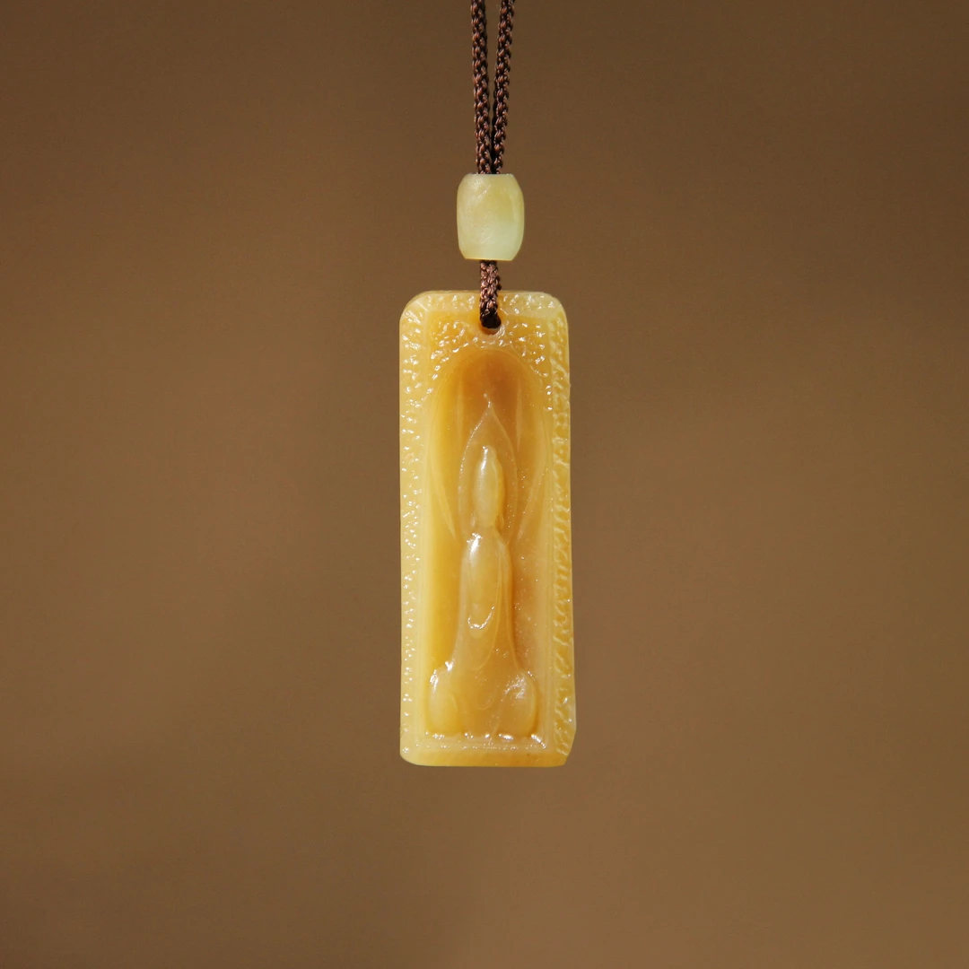 天然和田玉挂件且末老红糖悟道纯手工雕刻