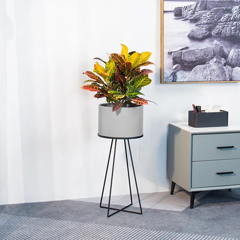 客厅花架室内电视柜旁水泥花盆家用圆形落地式高级2025新款网红