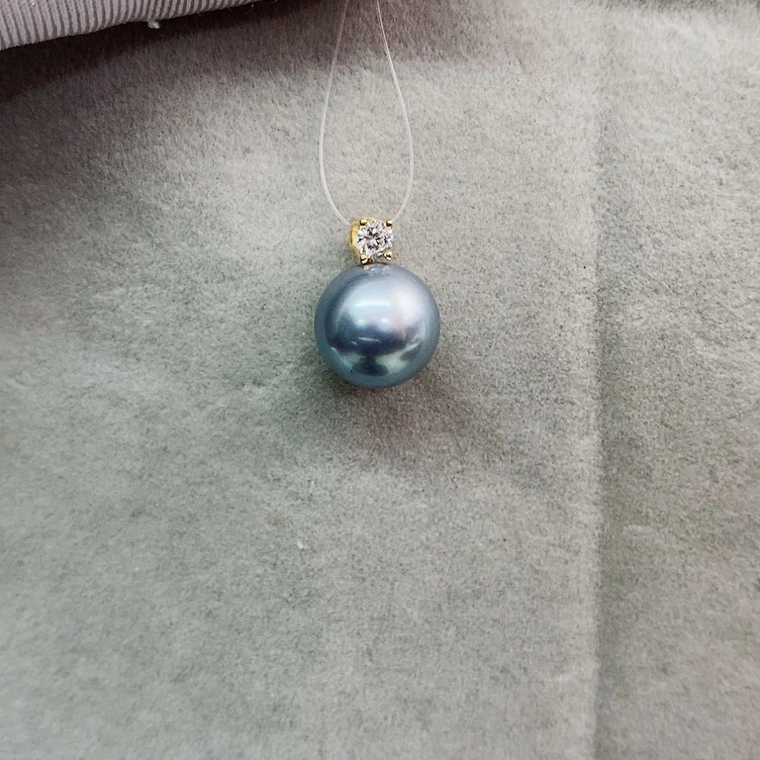 吊坠(不含链)银S925镶嵌海水珍珠10-11