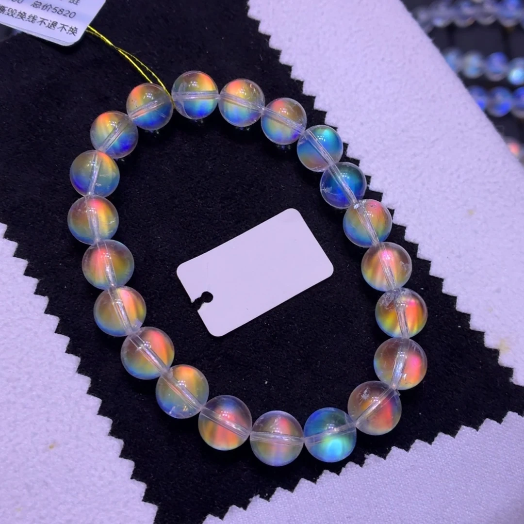 月光石手链未镶嵌马岛彩月精穿玻璃体8.6mm