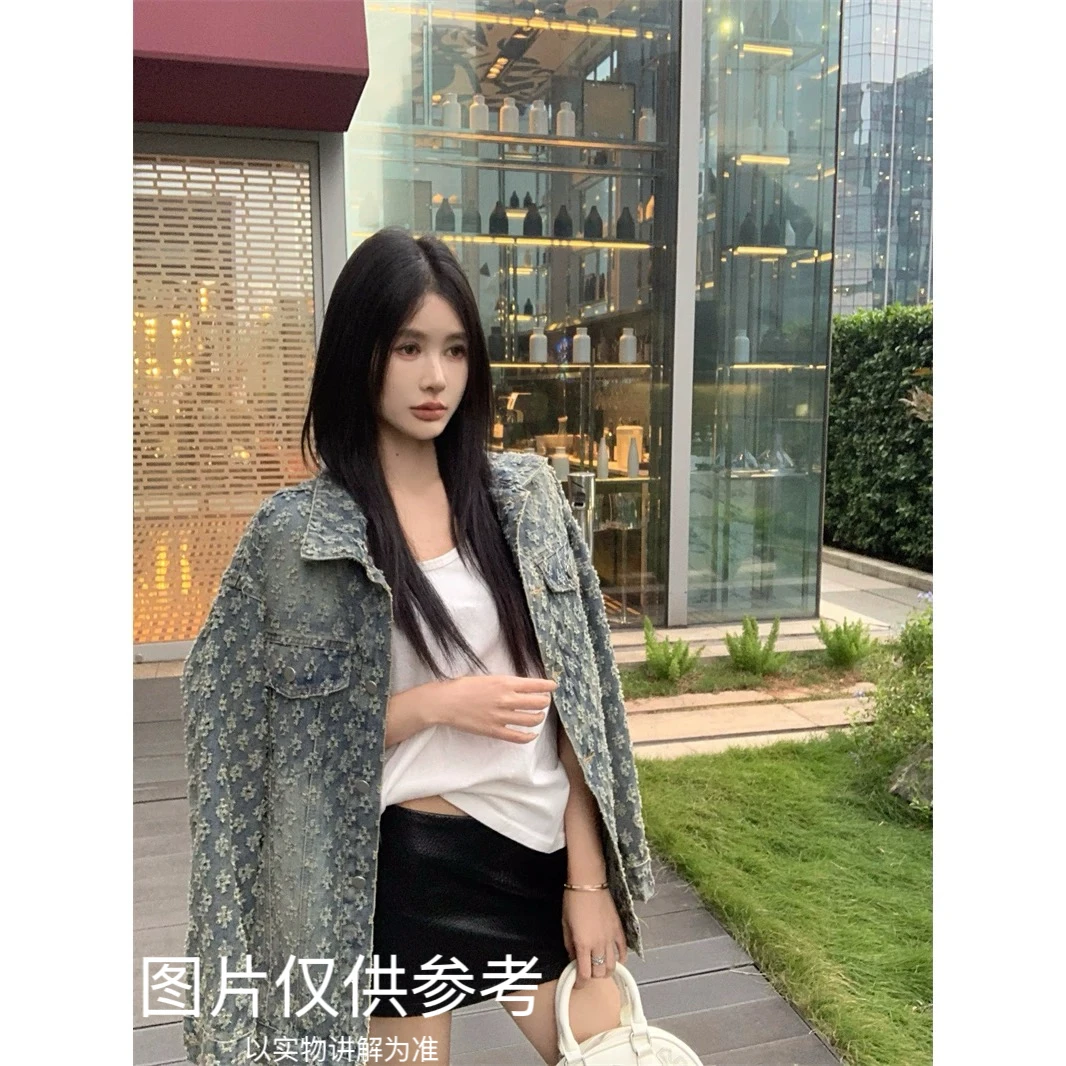 脸脸【休闲日记】大码复古潮流牛仔外套