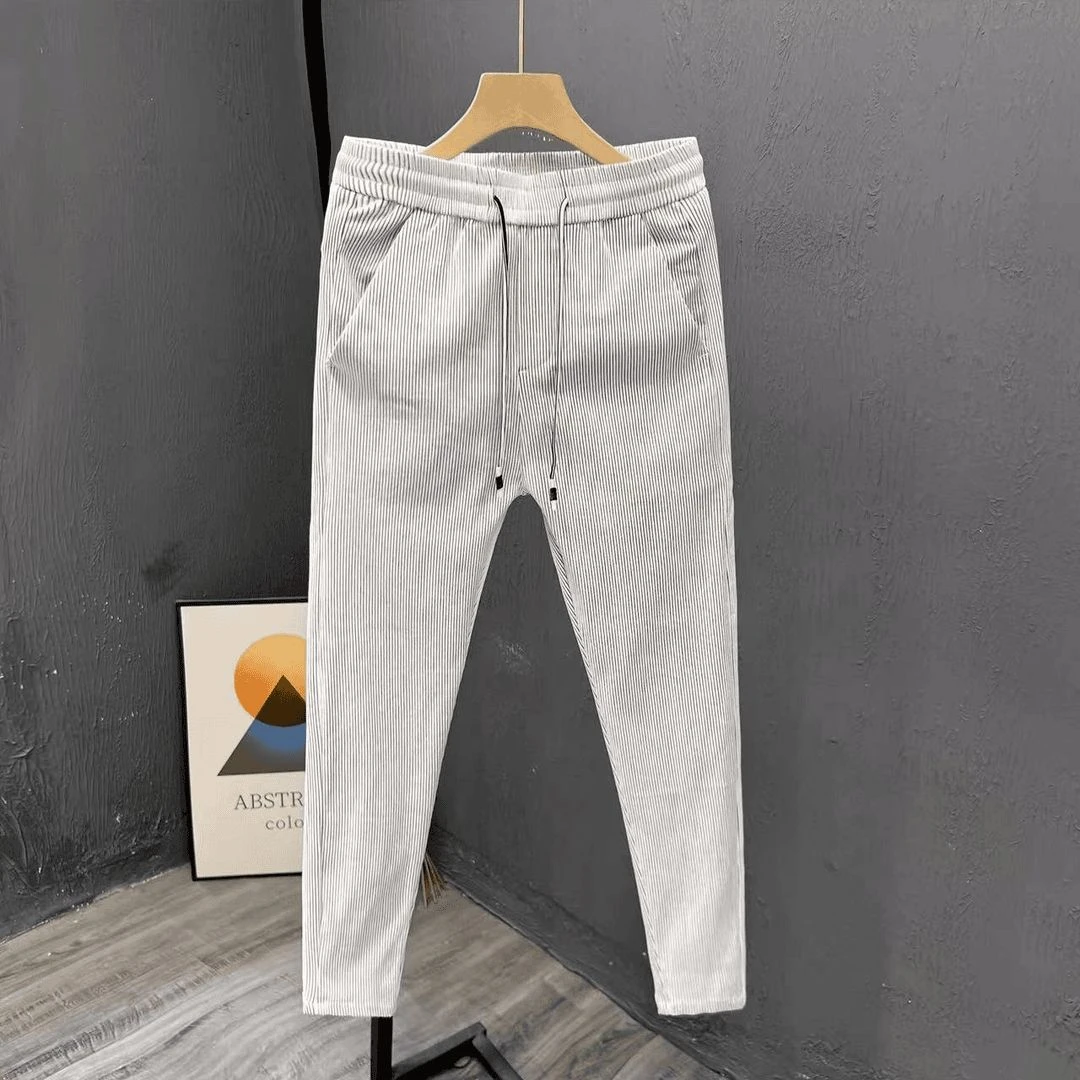 夏季新款潮流百搭九分裤男士简约薄款运动休闲裤帅气修身小脚裤